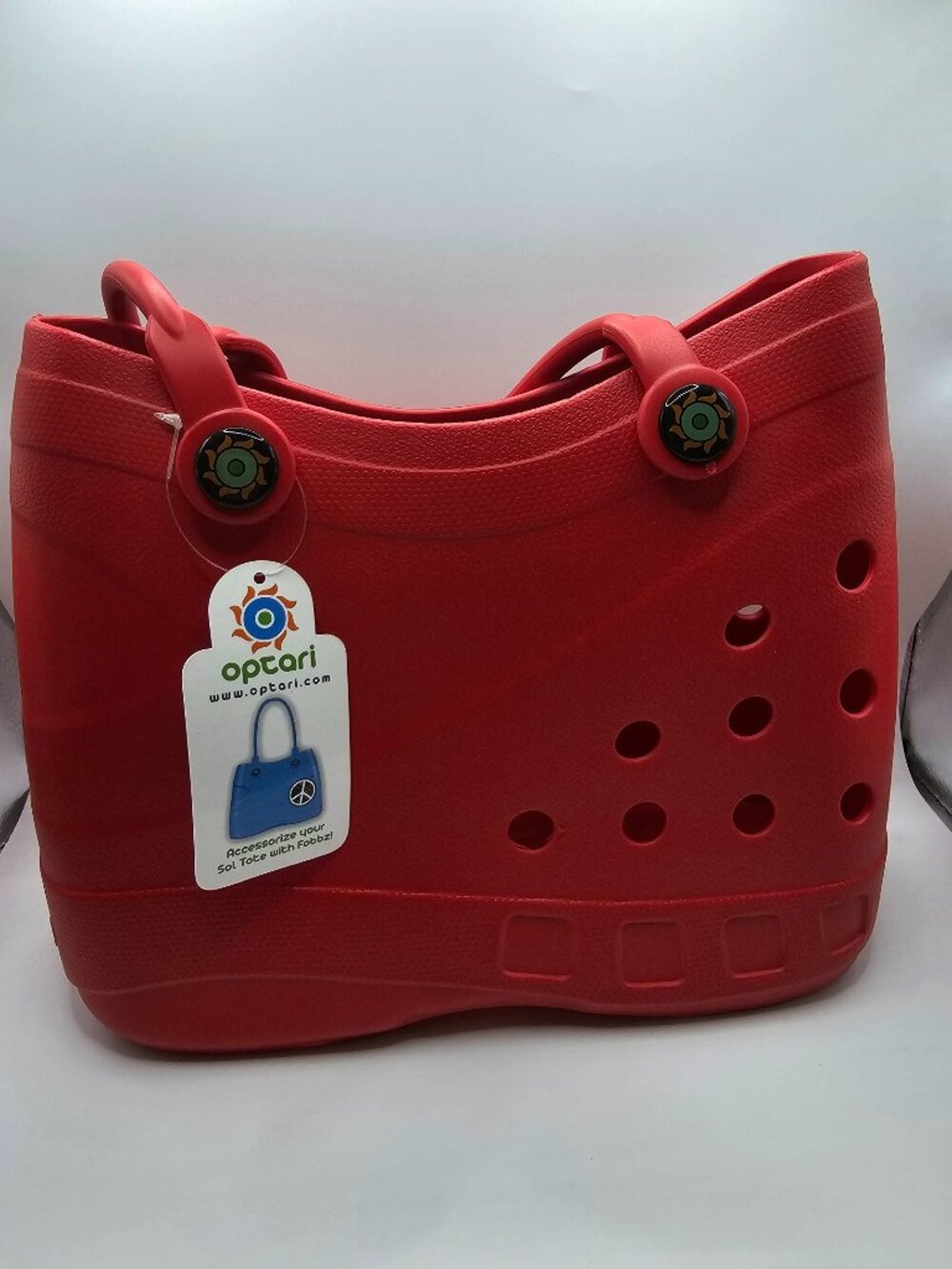 OPTARI - RED  TOTE HAND BAG WATERPROOF RUBBER New with Tags